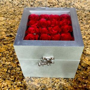 Vintage Silver Jewelry Box with Roses